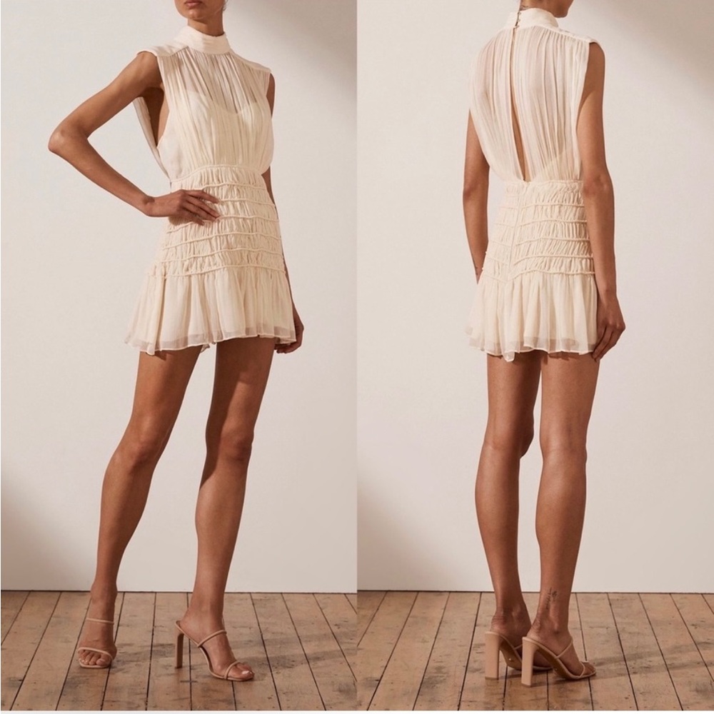Shona Joy Delphine High Neck Sleeveless Corded Mini Dress 4